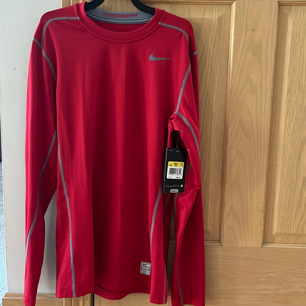 Nike pro combat fitted dri fit shirt. Red. New with tags. Size small